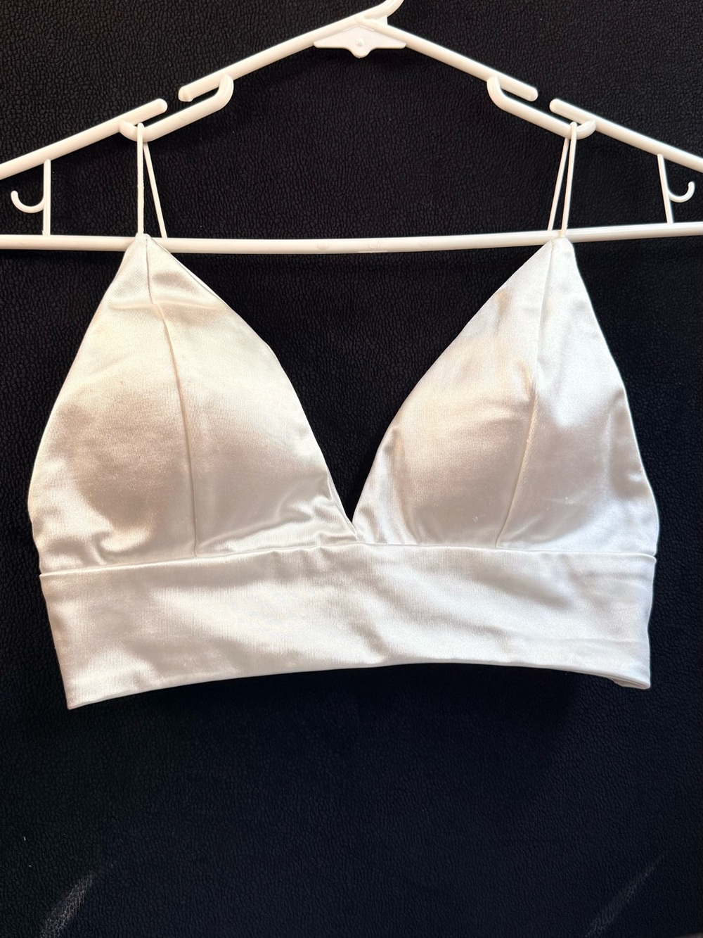 Better Be Satin Triangle Bralette - White